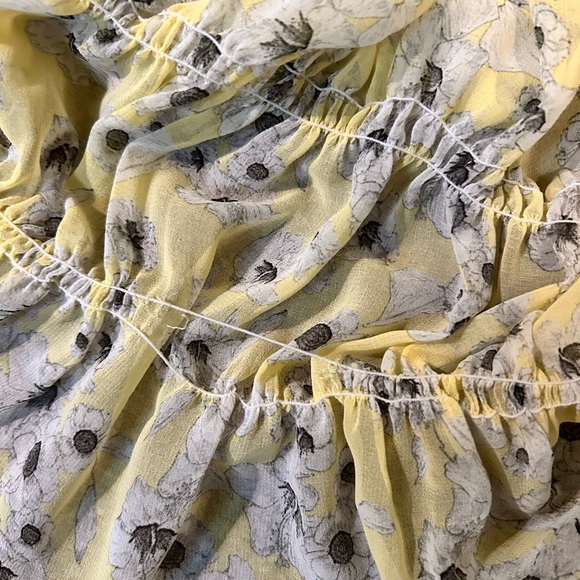 ZARA Chiffon Floral Yellow Women's Blouse with Clinched Waist Medium - Picture 10 of 10